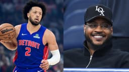 Cade Cunningham (L), Carmelo Anthony (R)