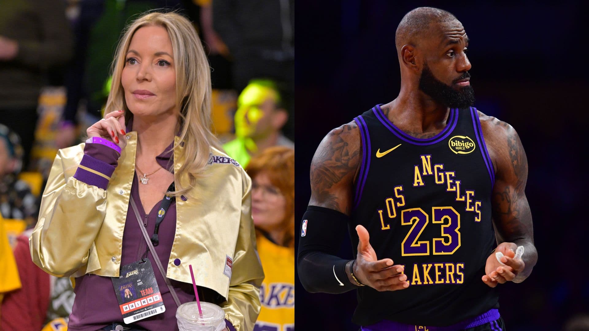 Jeanie Buss (L) and LeBron James (R)