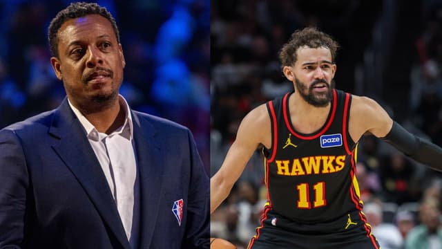 Paul Pierce (L), Trae Young (R)