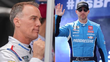 Kevin Harvick (L) and Denny Hamlin (R)