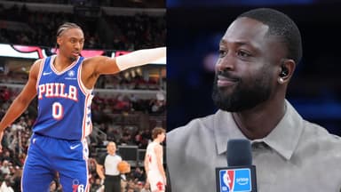 Tyrese Maxey (L), Dwyane Wade (R)