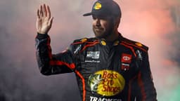 Feb 13, 2025; Daytona Beach, Florida, USA; NASCAR Cup Series driver Martin Truex Jr. (56) during driver introductions for the Duels at Daytona International Speedway