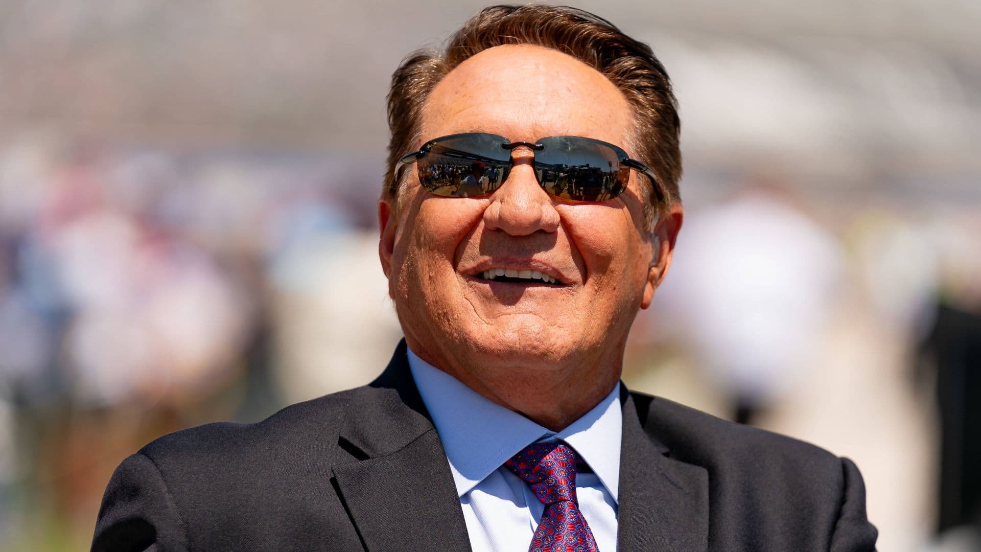 Broadcast announcer Mike Joy talks with fans before the NASCAR, Motorsport, USA Cup Series Autotrader EchoPark Automotive 400 on April 14, 2024 at Texas Motor Speedway in Fort Worth, TX.