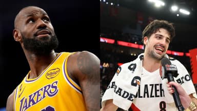 LeBron James (L), Deni Avdija (R)