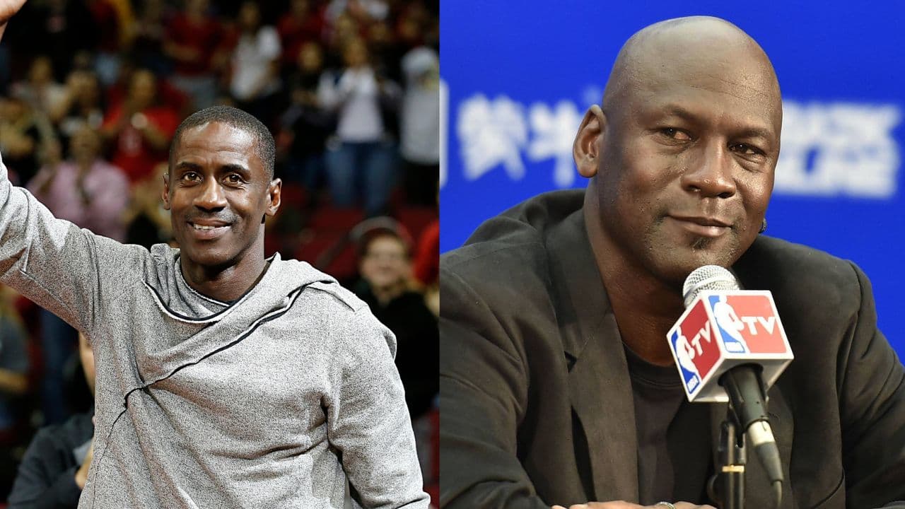 Vernon Maxwell (L), Michael Jordan (R)