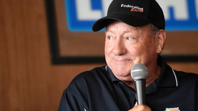 MADISON, IL - JUNE 02: Former NASCAR, Motorsport, USA driver Ken Schrader speaks during the Lunch with Legends for the NASCAR Cup Series Enjoy Illinois 300