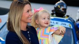 BRISTOL, TN - SEPTEMBER 15: Dale Earnhardt Jr ( 88 JR Motorsports Hellmann s Chevrolet) wife Amy and daughter nicole on pit road prior to the running of the NASCAR, Motorsport, USA Xfinity Series Playoff Food City 300 on September 15, 2023 at Bristol Motor Speedway in Bristol, TN