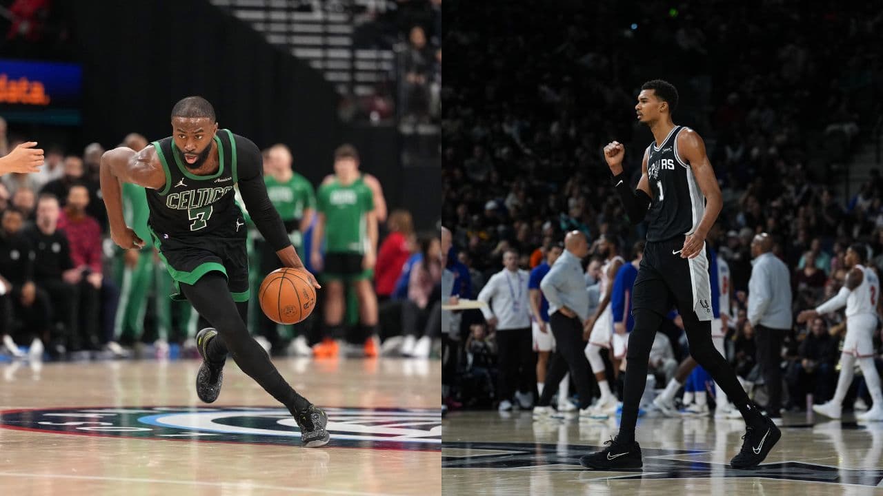 (L) Jaylen Brown (R) Victor Wembanyama