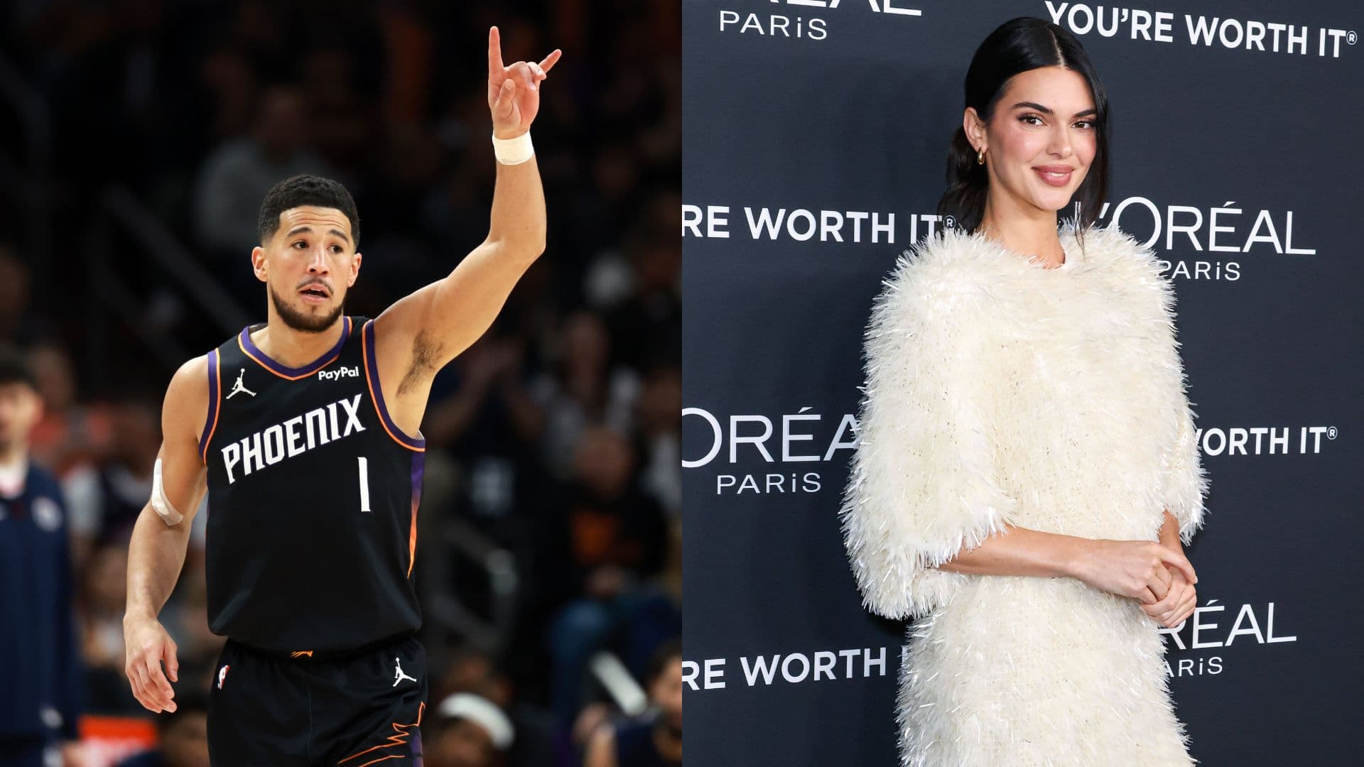 Devin Booker (L) and Kendall Jenner (R)