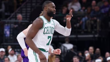 Dec 30, 2025; Salt Lake City, Utah, USA; Boston Celtics guard Jaylen Brown (7) reacts after a play against the Utah Jazz during the second half at Delta Center.