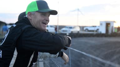 Former NASCAR driver Kenny Wallace watches the kids go-cart race, Wednesday, Oct. 7, 2020, in Bishop. The event promotes youth go-cart racing.