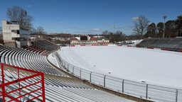A snow covered Bowman gray Stadium