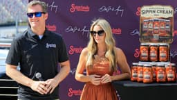 BRISTOL, TN - SEPTEMBER 18: The Dale Jr. and Amy Earnhardt presser for Sugarlands Shine before the running of the 61st Annual Bass Pro Shops NRA Night Race on September 18, 2021 at the Bristol Motor Speedway in Bristol, Tennessee