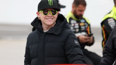 Oct 26, 2025; Martinsville, Virginia, USA; NASCAR Cup Series driver Ty Gibbs (54) before the Xfinity 500 at Martinsville Speedway.