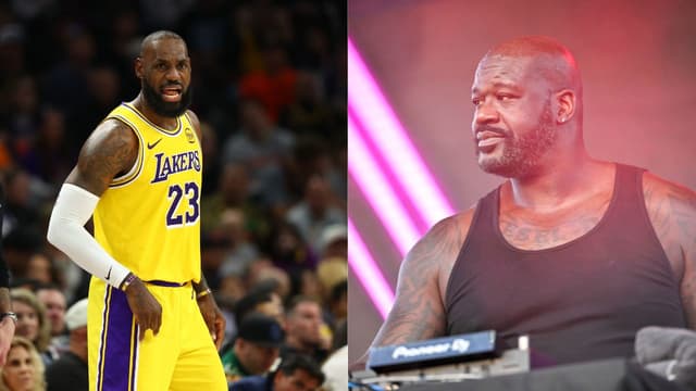 LeBron James(L) and Shaquille O'Neal(R)