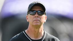 Baltimore Ravens offensive coordinator Todd Monken on the field before the game against the Washington Commanders at M&T Bank Stadium.