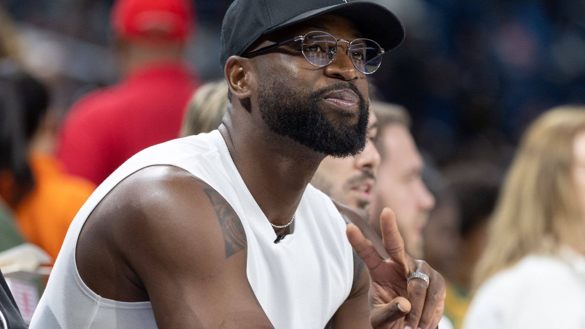 Chicago, USA, May 22, 2025: Chicago Sky part owner Dwyane Wade is seen during the game between the Chicago Sky and New York Liberty on Thursday May 22, 2025
