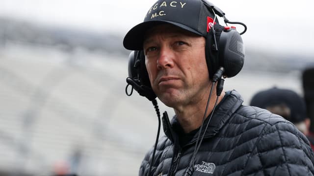 Apr 27, 2024; Dover, Delaware, USA; Former NASCAR Cup Series driver Matt Kenseth looks on during practice and qualifying for the Wurth 400 at Dover Motor Speedway.