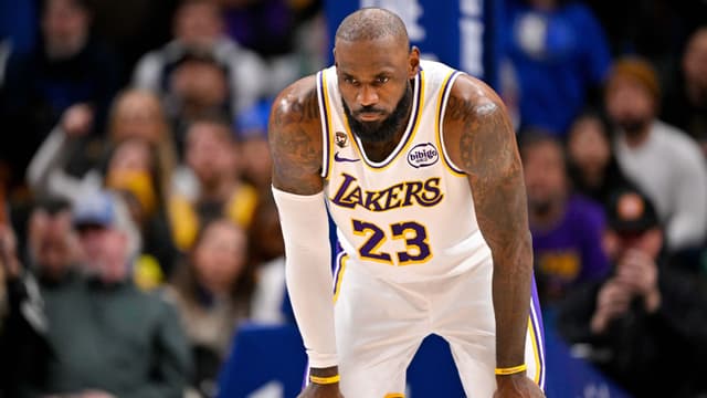 Jan 24, 2026; Dallas, Texas, USA; Los Angeles Lakers forward LeBron James (23) looks on during the game against the Dallas Mavericks at the American Airlines Center