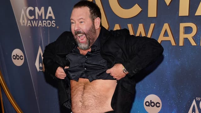 Bert Kreischer arrives on the red carpet for the 59th Annual CMA Awards at Music City Center in Nashville, Tenn., Wednesday, Nov. 19, 2025.