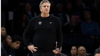 Feb 6, 2026; Minneapolis, Minnesota, USA; Minnesota Timberwolves head coach Chris Finch looks on against the New Orleans Pelicans in the second half at Target Center.