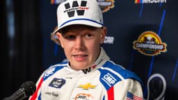 Oct 30, 2025; Avondale, Arizona, USA; NASCAR Xfinity Series driver Connor Zilisch during Championship Four media day at Phoenix Raceway.