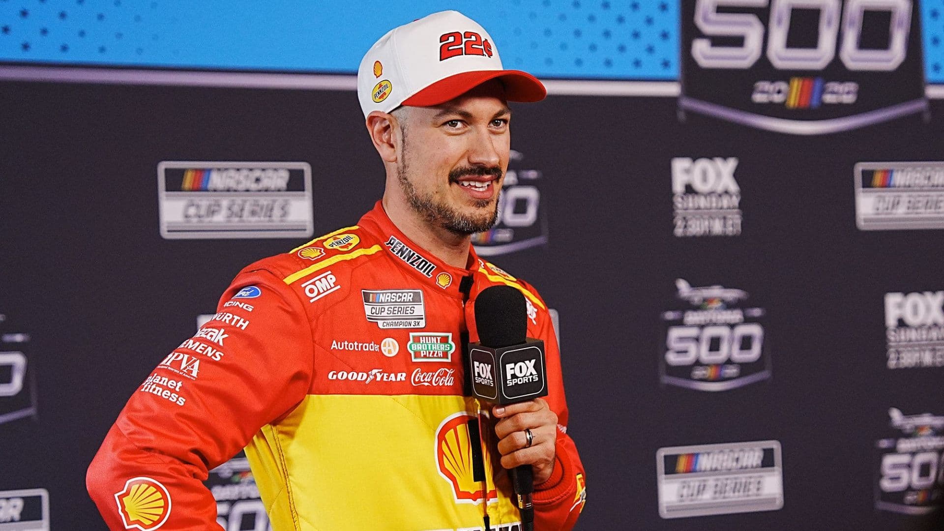 Joey Logano during NASCAR Media Day at Daytona International Speedway, Wednesday, Feb. 11, 2026.