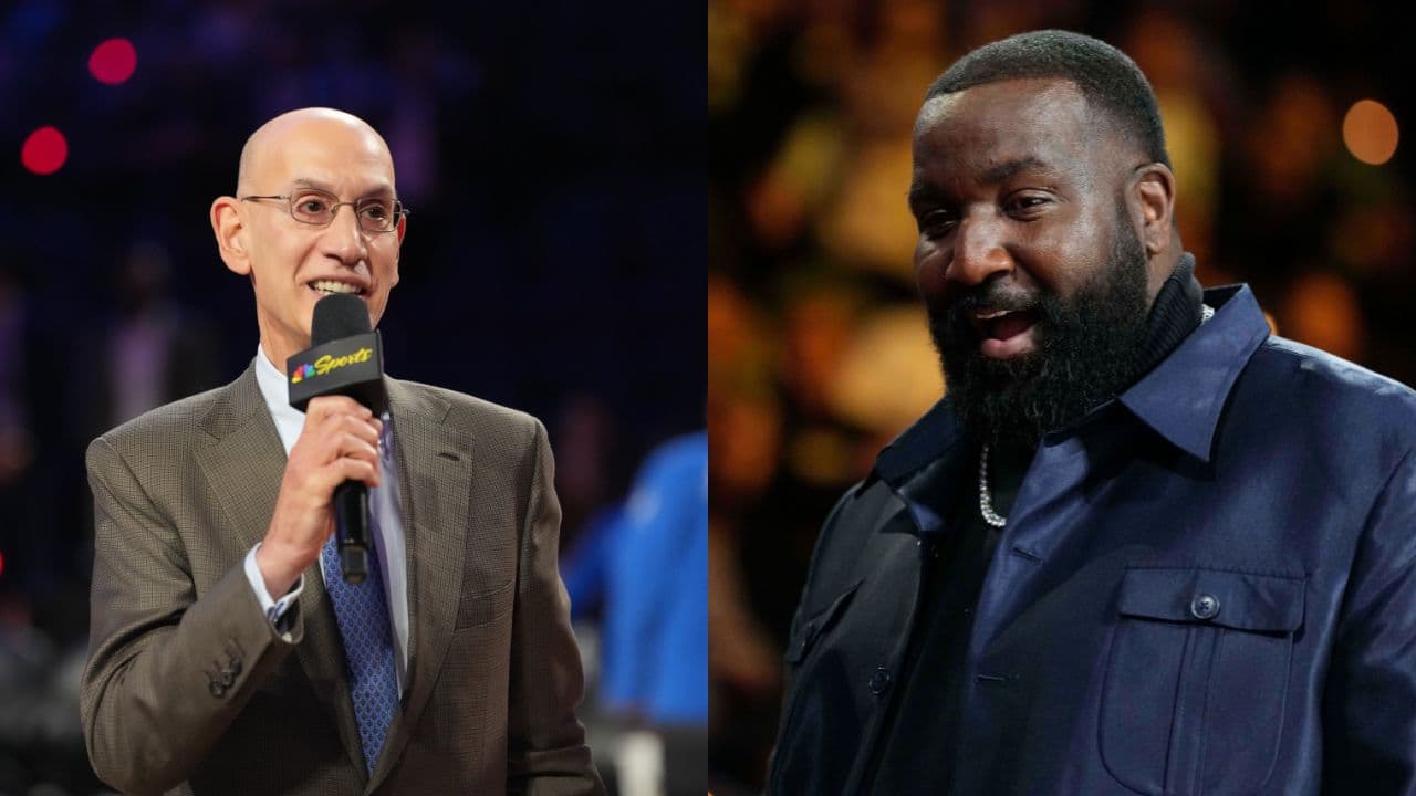 (L) Adam Silver (R) Kendrick Perkins