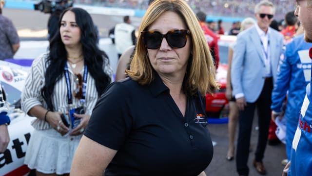 Nov 1, 2025; Avondale, Arizona, USA; NASCAR Xfinity Series team owner Kelley Earnhardt Miller during the Xfinity Series Championship race at Phoenix Raceway