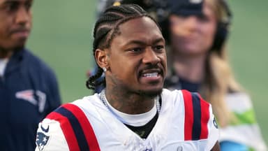 New England Patriots wide receiver Stefon Diggs (8) during halftime against the Seattle Seahawks in Super Bowl LX at Levi's Stadium.