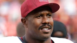 Washington Commanders linebacker Von Miller (24) walks off the field after the game against the New York Giants at Northwest Stadium.