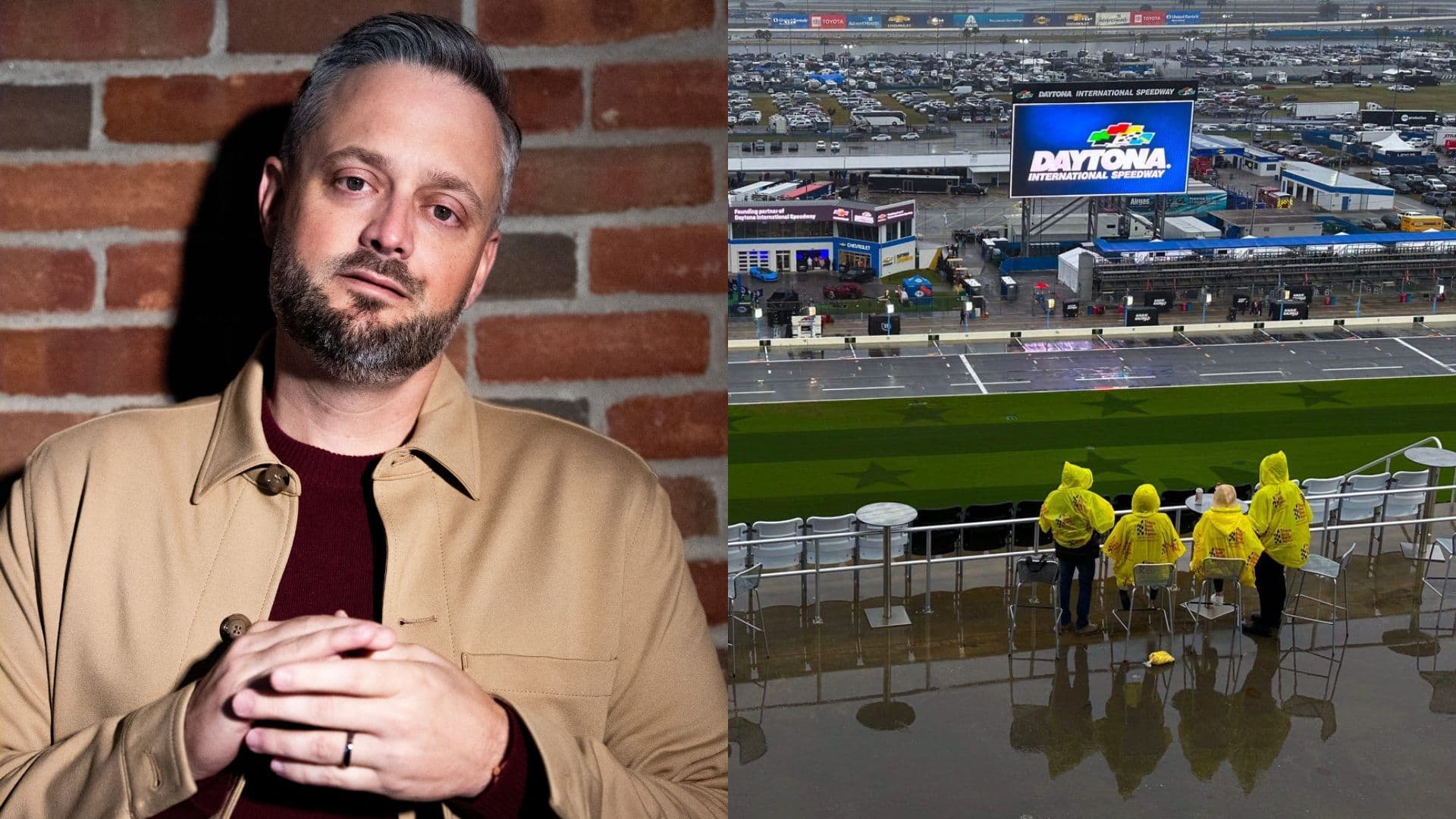 Nate Bargatze (L) and Daytona (R)