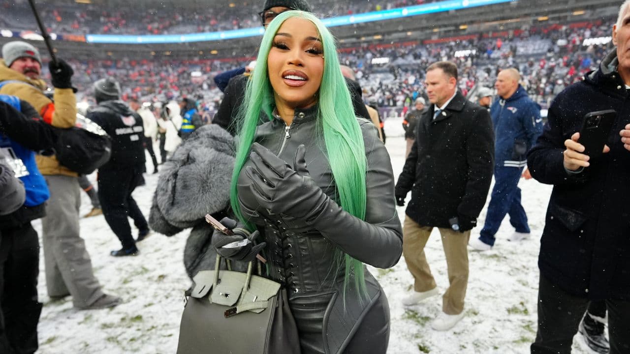 Musician Cardi B after ithe 2026 AFC Championship Game at Empower Field at Mile High.