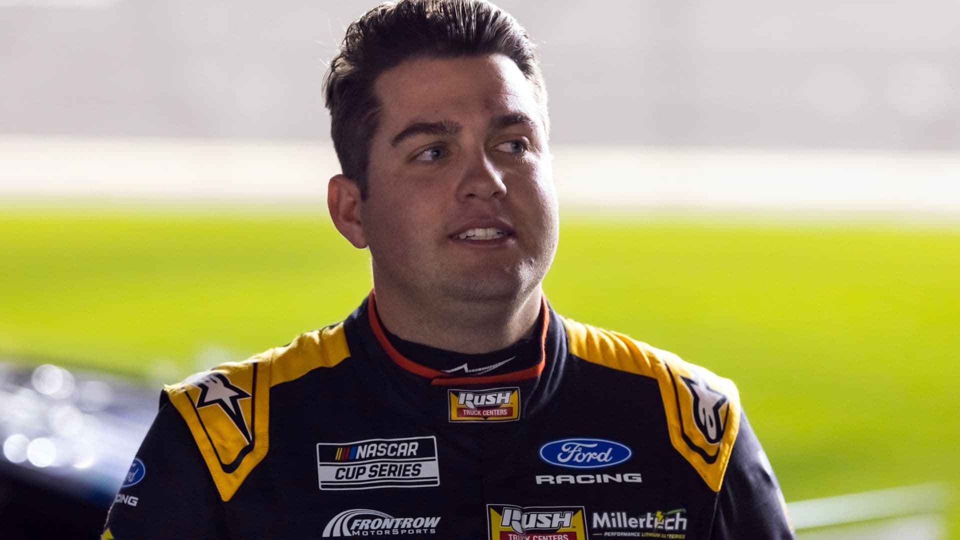 Feb 11, 2026; Daytona Beach, Florida, USA; NASCAR Cup Series driver Noah Gragson (4) during qualifying for the Daytona 500 at Daytona International Speedway