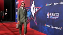 Team USA Stripes guard Jalen Brunson (11) of the New York Knicks on the red carpet before the 75th NBA All Star Game at Intuit Dome.