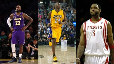 LeBron James (L), Kobe Bryant (C), and Tracy McGrady (R)