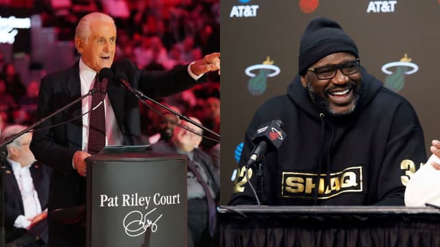 Pat Riley(L) and Shaquille O'Neal(R)
