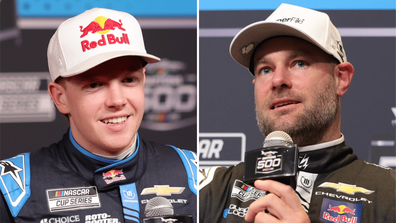 (L-R) NASCAR Cup Series drivers Connor Zilisch and Shane van Gisbergen.