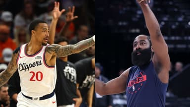 John Collins (L), James Harden (R)