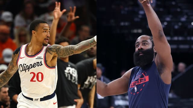 John Collins (L), James Harden (R)