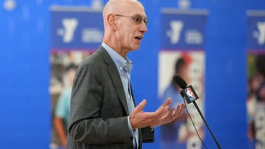Feb 12, 2026; Los Angeles, California, USA; NBA commissioner Adam Silver speaks at NBA Cares Legacy Project Dedication at the Weingart YMCA