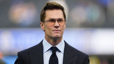 Fox broadcaster Tom Brady is seen prior to the game between the Detroit Lions and the Los Angeles Rams at SoFi Stadium.