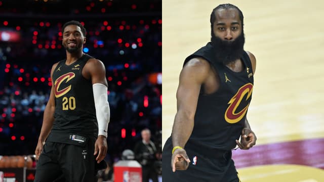 Donovan Mitchell (L) and James Harden (R)