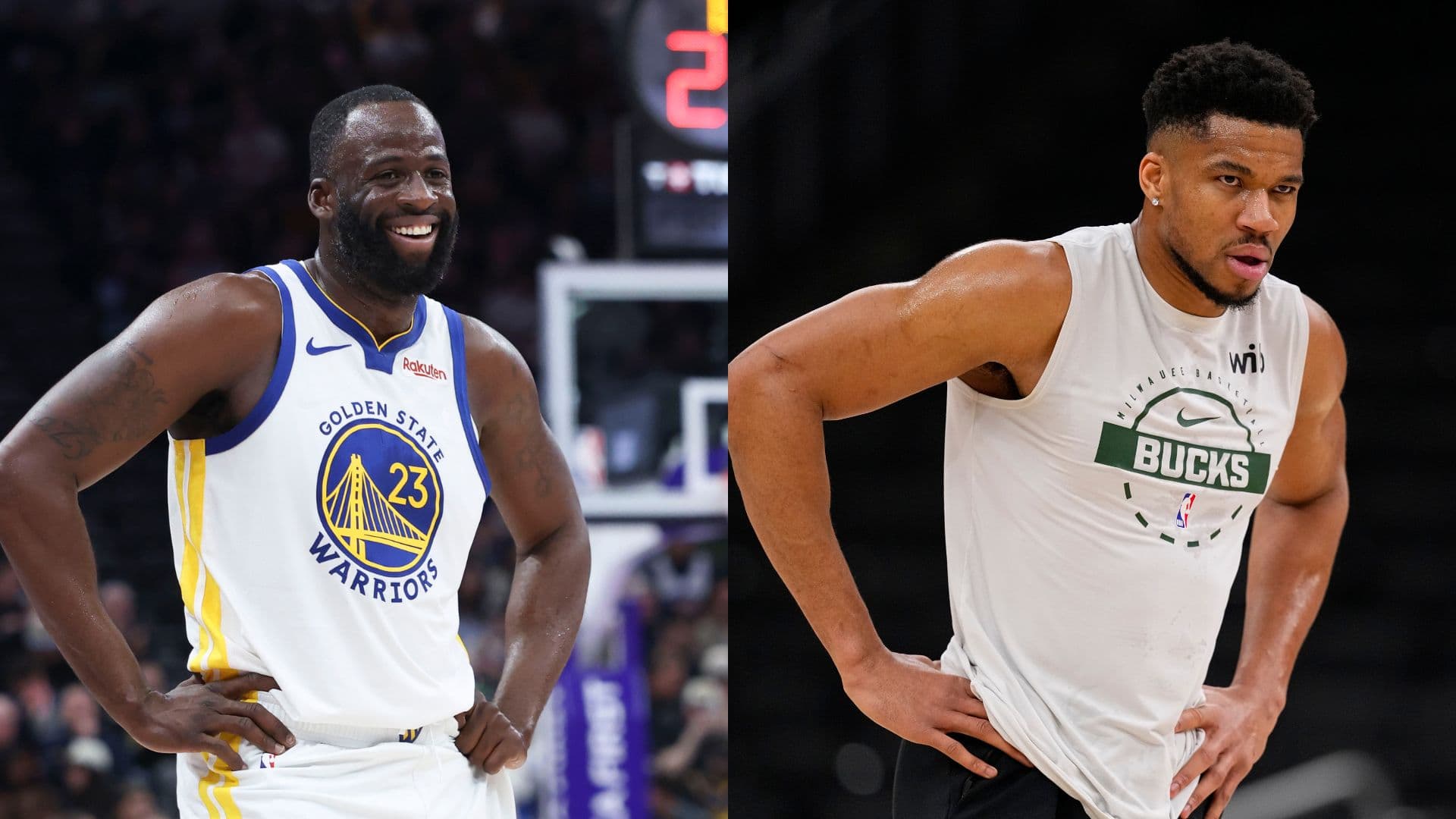 Draymond Green (L) and Giannis Antetokounmpo (R)