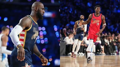 LeBron James(L) and Anthony Edwards(R)