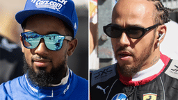 (L-R) NASCAR driver Rajah Caruth and 7x F1 champion Lewis Hamilton.