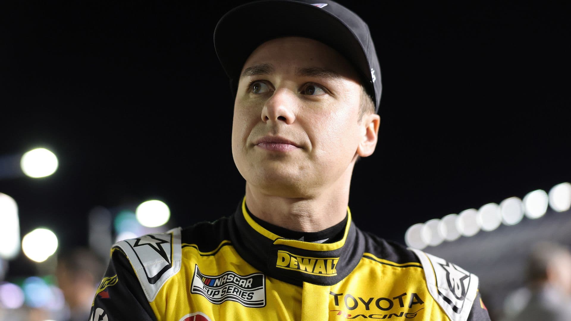 Feb 11, 2026; Daytona Beach, Florida, USA; NASCAR Cup Series driver Christopher Bell (20) during qualifying for the Daytona 500 at Daytona International Speedwa