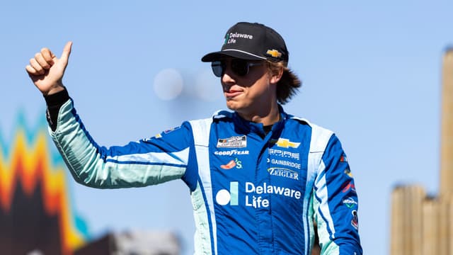 Nov 2, 2025; Avondale, Arizona, USA; NASCAR Cup Series driver Carson Hocevar (77) during the NASCAR Championship race at Phoenix Raceway