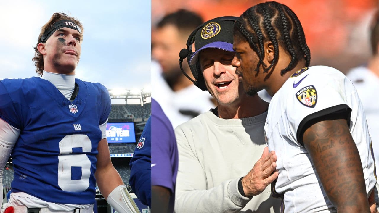 Jaxson Dart, John Harbaugh, and Lamar Jackson