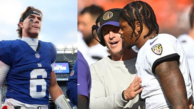 Jaxson Dart, John Harbaugh, and Lamar Jackson
